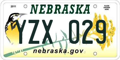 NE license plate YZX029