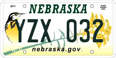 NE license plate YZX032