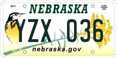 NE license plate YZX036