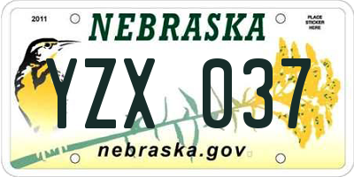 NE license plate YZX037