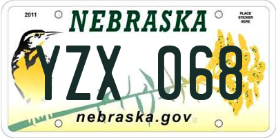 NE license plate YZX068
