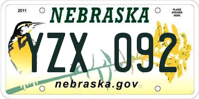 NE license plate YZX092