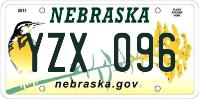 NE license plate YZX096