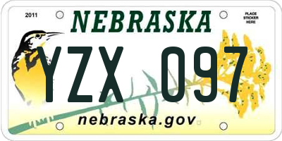 NE license plate YZX097