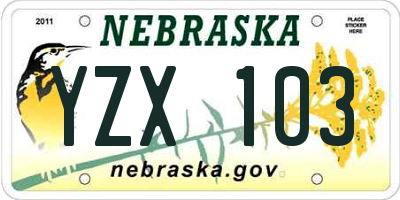 NE license plate YZX103