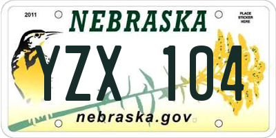 NE license plate YZX104