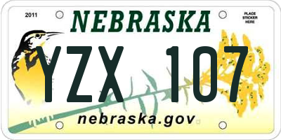 NE license plate YZX107
