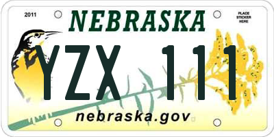 NE license plate YZX111