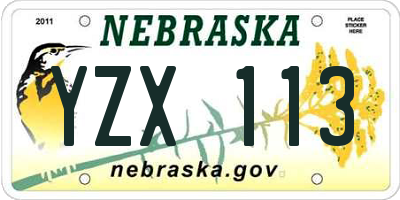 NE license plate YZX113