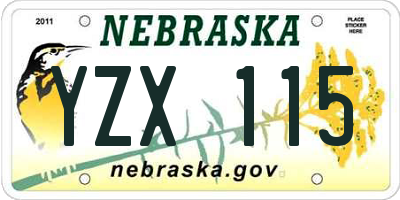 NE license plate YZX115
