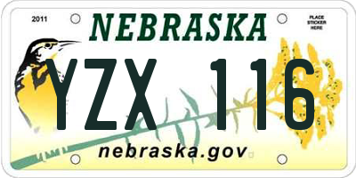 NE license plate YZX116