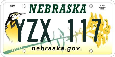 NE license plate YZX117
