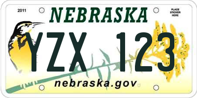 NE license plate YZX123