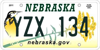 NE license plate YZX134