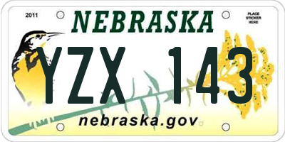 NE license plate YZX143