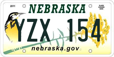 NE license plate YZX154