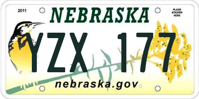 NE license plate YZX177