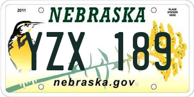NE license plate YZX189