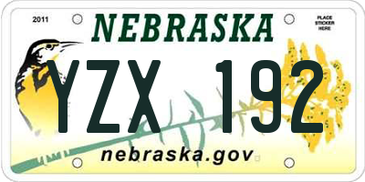 NE license plate YZX192