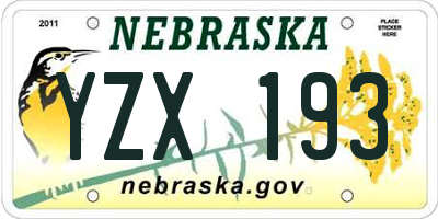 NE license plate YZX193