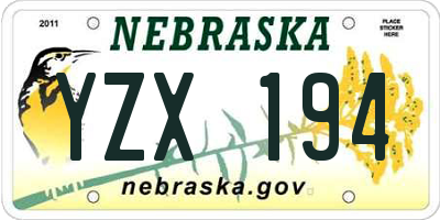 NE license plate YZX194