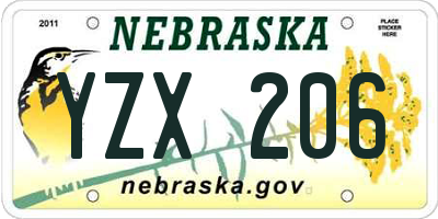 NE license plate YZX206