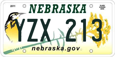 NE license plate YZX213