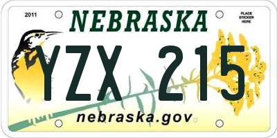 NE license plate YZX215