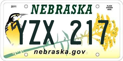 NE license plate YZX217