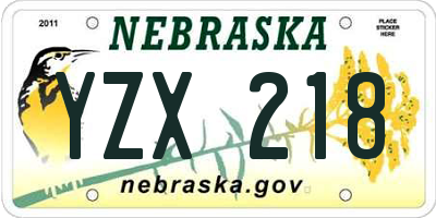 NE license plate YZX218