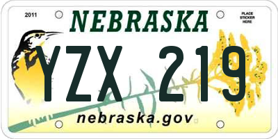 NE license plate YZX219