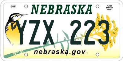 NE license plate YZX223