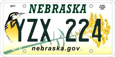 NE license plate YZX224