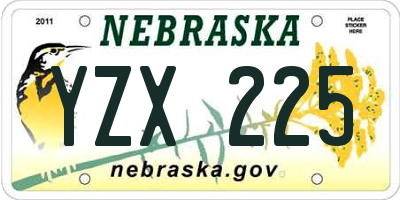 NE license plate YZX225