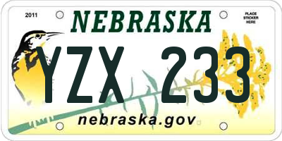 NE license plate YZX233