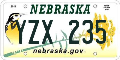 NE license plate YZX235