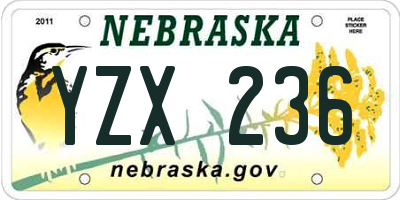 NE license plate YZX236