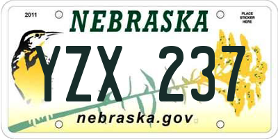 NE license plate YZX237