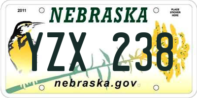 NE license plate YZX238