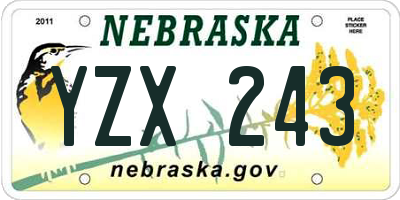 NE license plate YZX243