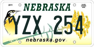 NE license plate YZX254