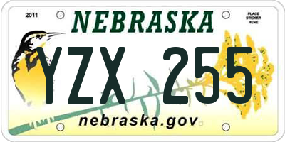 NE license plate YZX255