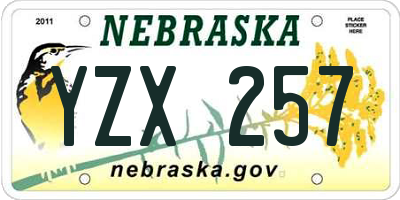 NE license plate YZX257