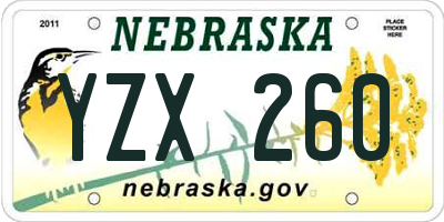 NE license plate YZX260