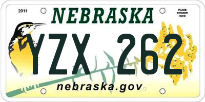 NE license plate YZX262