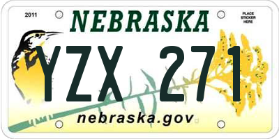 NE license plate YZX271
