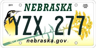 NE license plate YZX277