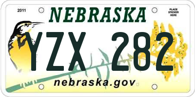 NE license plate YZX282