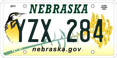 NE license plate YZX284