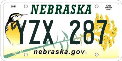 NE license plate YZX287
